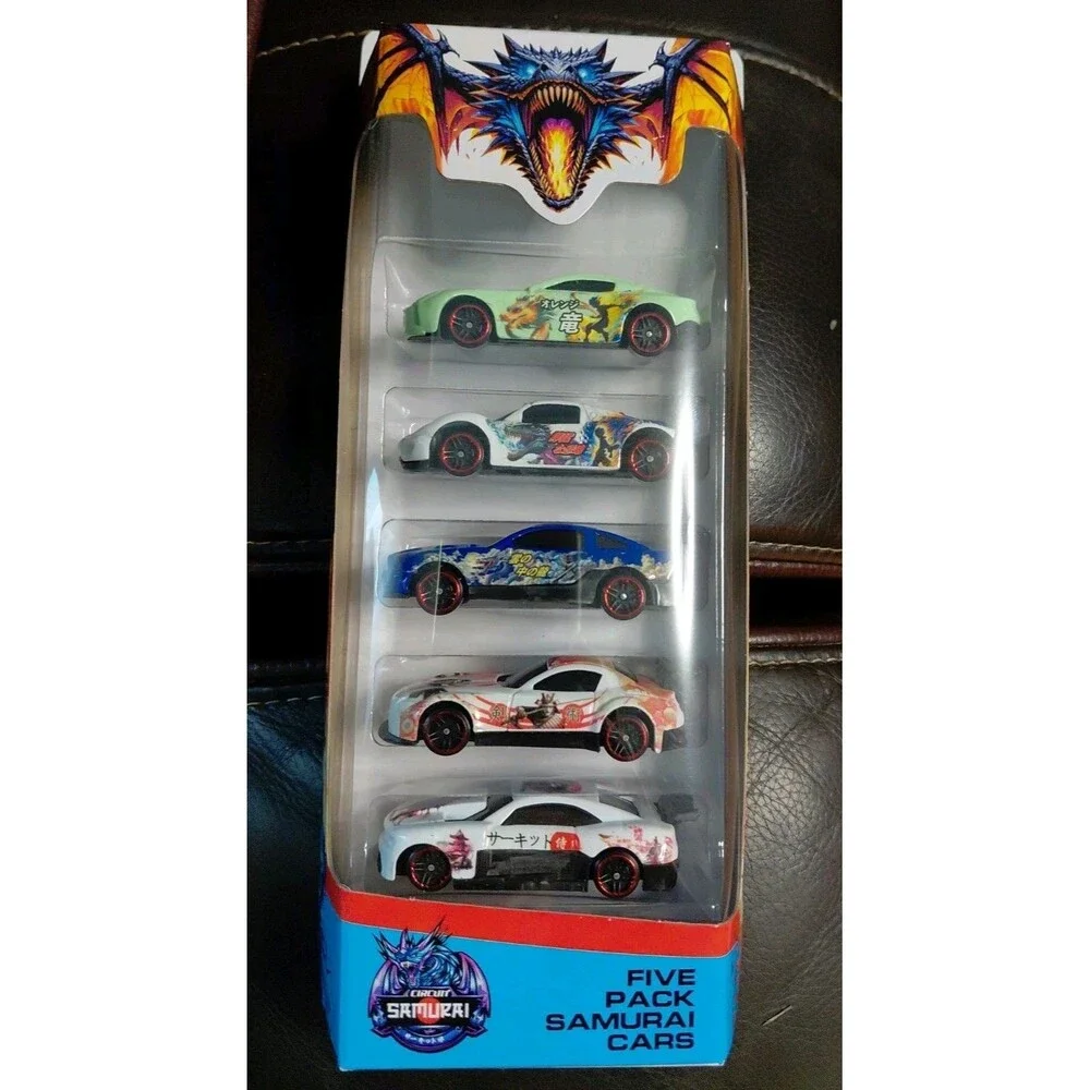 ​Boley Samurai Racers Modern Diecast Toy Cars Multicolor 5 Pack Dragon Graphic